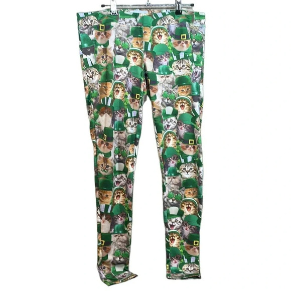 Tipsy‎ Elves St. Patrick's Day Cat Leggings Size Large (L) - Picture 1 of 7